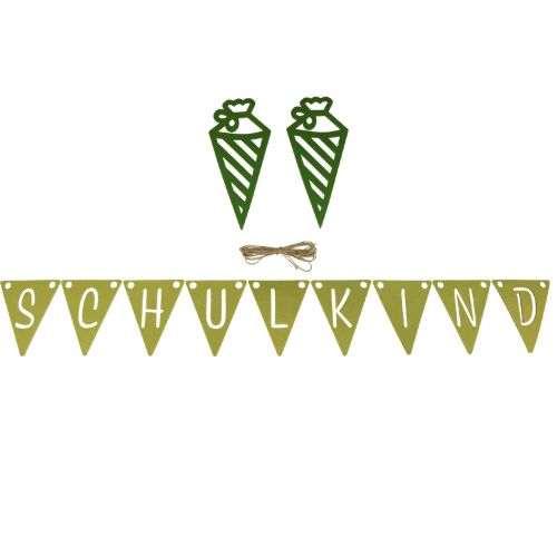 Artikel Deko Einschulung Wimpelkette Girlande aus Filz Grün Hellgrün 295cm