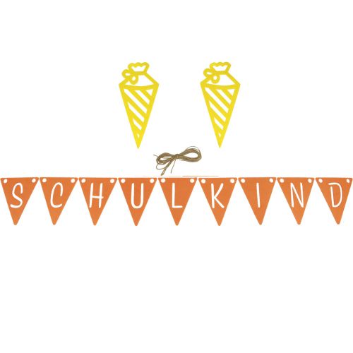 Deko Einschulung Wimpelkette Girlande aus Filz Gelb Orange 295cm