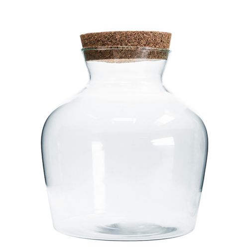 Floristik24 Deko Glas mit Korken Deko Vase Klar Bauchig Ø20cm H21cm