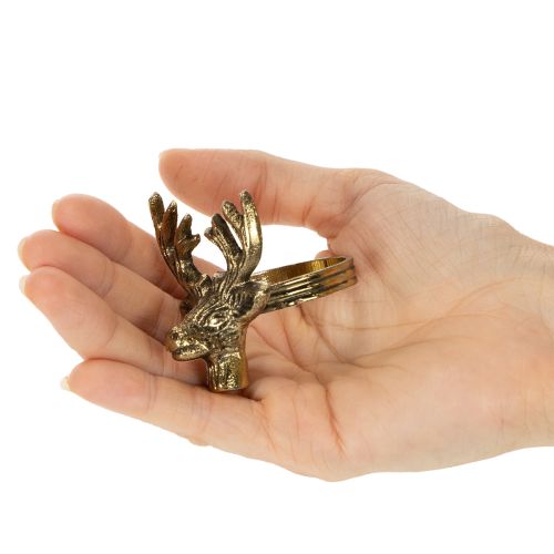 Serviettenring aus Metall, Hirschkopf, Gold-Optik, 6 cm, 4 Stück | Floristik24.ch