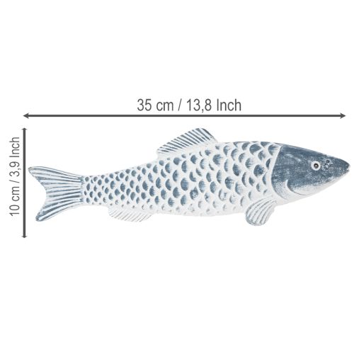Holzfisch Blau-Weiss aus Holzmehl 35 cm für Dekoration | Floristik24.ch