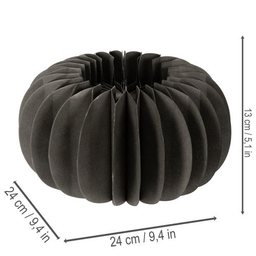 Wabenpapier Kürbis aus Papier, dunkelgrau, 24 cm, 4er-Set | Floristik24.ch