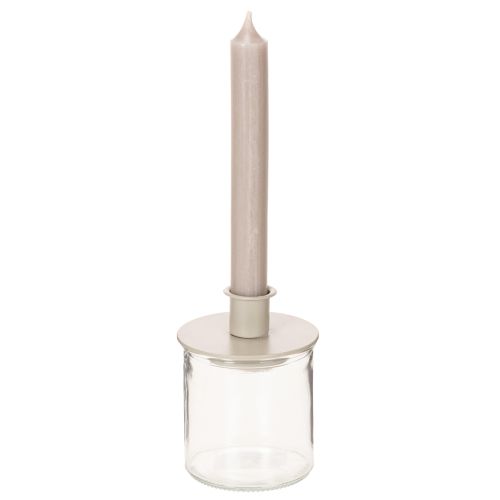 Kerzenhalter Metall Beige Matt 8cm 3er-Set für Stabkerzen | Floristik24.ch