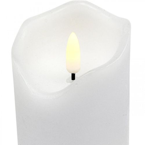 Floristik24 LED Kerze mit Timer Echtwachs Weiß Stumpenkerze H17cm