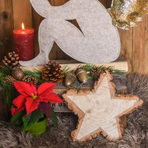 Floristik24 Holztablett für Advent, Baumscheibe Sternform, Weihnachten, Sterndeko Naturholz Ø29cm