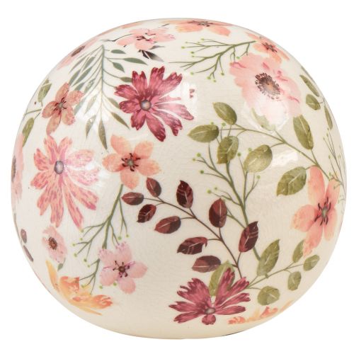 Floristik24 Keramik Kugel mit Blumen Keramik Deko Steingut 12cm