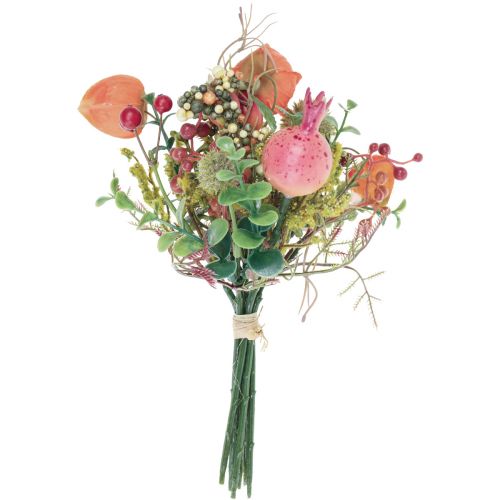Floristik24 Kunstblumenstrauß Physalis Kugeldistel Granatapfel Deko 21cm