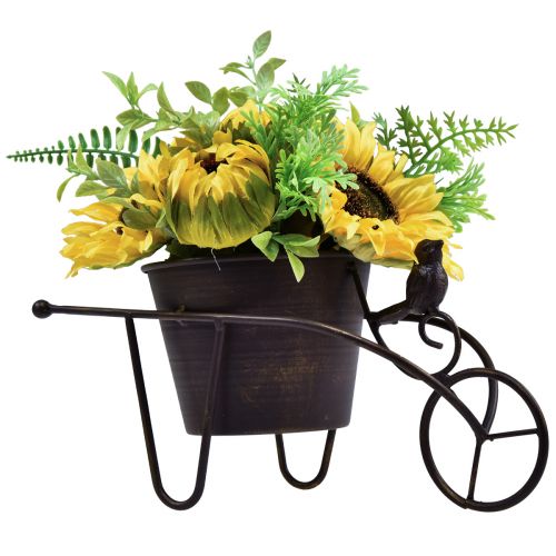 Floristik24 Sonnenblumen künstlich Blumengesteck Schubkarre 30cm