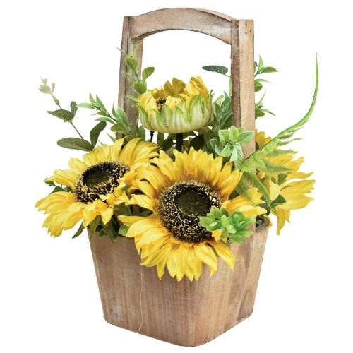 Floristik24 Sonnenblumen künstlich Blumengesteck im Holztopf H31cm