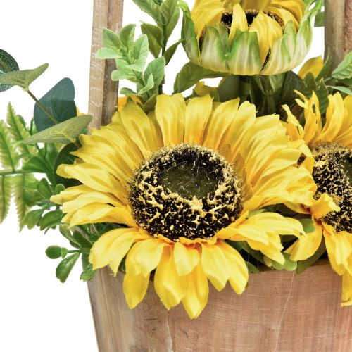 Sonnenblumen künstlich Blumengesteck im Holztopf H31cm-804183