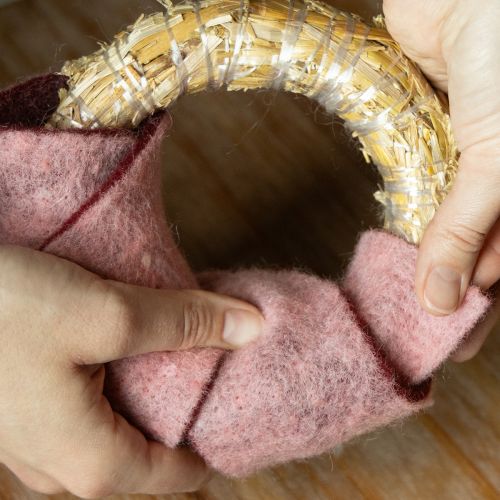 Artikel Filzband zweifarbig Topfband Wollfilz Band Rosa Rot 7,5cm 5m