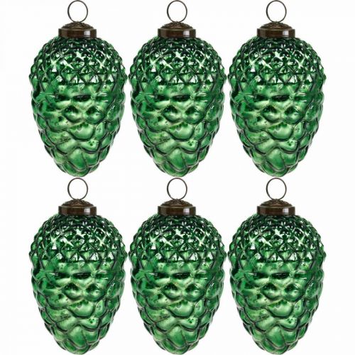 Floristik24 Adventsdeko, Deko-Zapfen, Herbstfrüchte Echtglas, Antik-Optik Ø7cm H11,5cm 6St