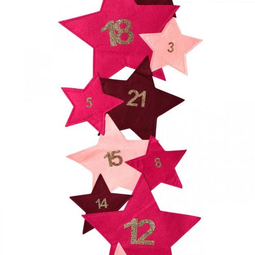 Floristik24 Adventskalender zum Selber befüllen Filz Sterne Rosa, Rot H2m