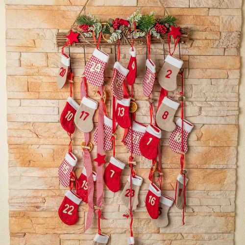 Artikel Adventskalender zum Befüllen Weihnachtskalender Socken Rot 2m
