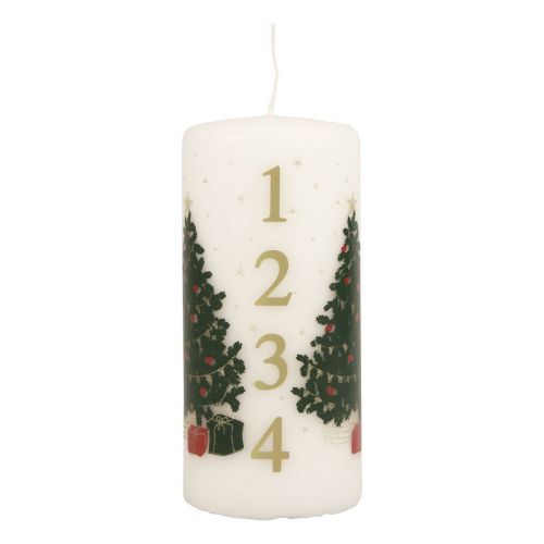 Floristik24 Adventskalenderkerze Weihnachten Kerze Weiß 150/65mm