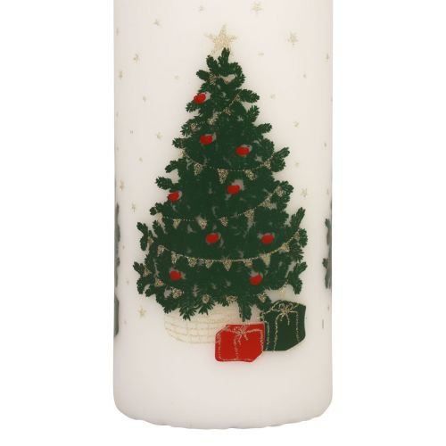 Artikel Adventskalenderkerze Weihnachten Stumpenkerze Weiß 150/65mm mit Zahlen und Christbaum