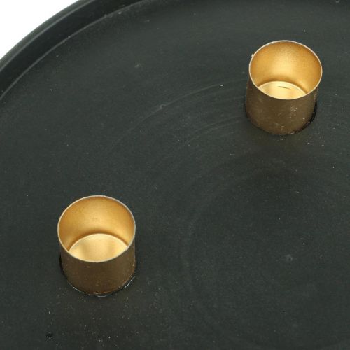 Floristik24 Kerzenteller Metall Adventskranz Schwarz, Gold Ø24cm