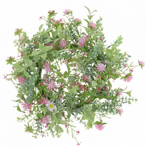 Floristik24 Wiesenkranz mit Klee beflockt Rosa, grün Ø30cm