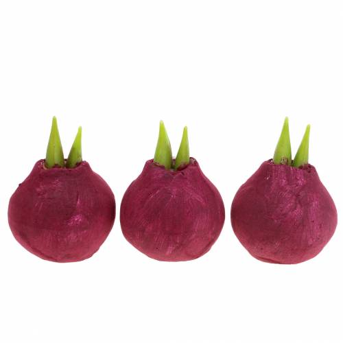 Floristik24 Amaryllis-Knolle Künstlich Burgund H12,5cm 3St