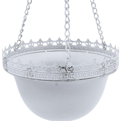 Floristik24 Blumenampel zum Hängen Weiß Ø23cm H21cm