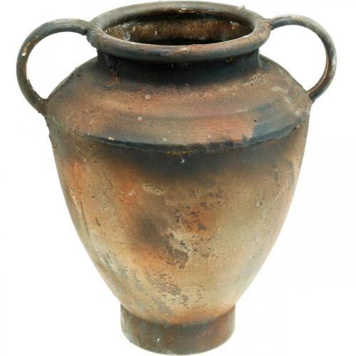 Amphore Antik Look zum Bepflanzen Vase Metall Gartendeko H29cm