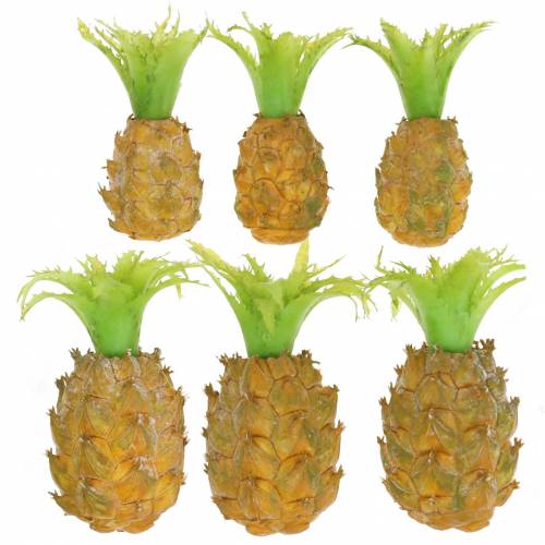 Floristik24 Mini Ananas Set Deko Frucht Künstlich Tropisch Party 6 St