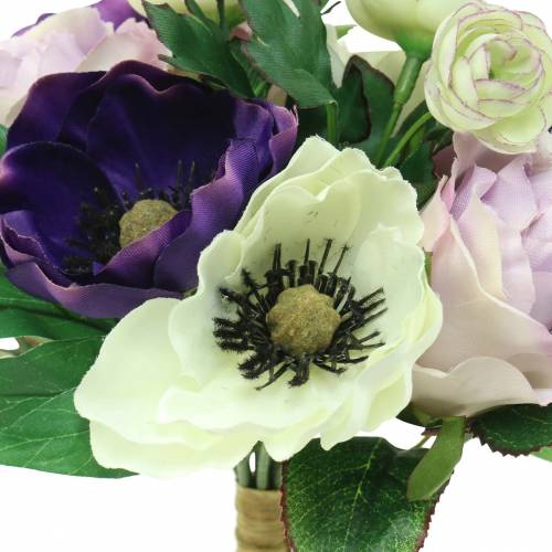 Artikel Strauß mit Anemonen und Rosen Violett, Creme 30cm