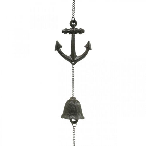 Artikel Aufhänger Anker Glocke, Maritime Deko Windspiel, Gusseisen L47,5cm