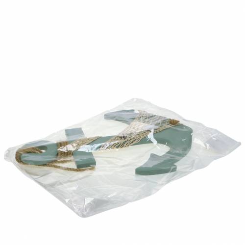 Floristik24 Anker Holz mit Muscheln Hellblau 28,5×40cm