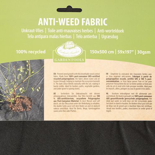 Schwarzes Gartenvlies 150x500cm aus recyceltem Polypropylen für Garten- und Beetgestaltung | Floristik24.ch