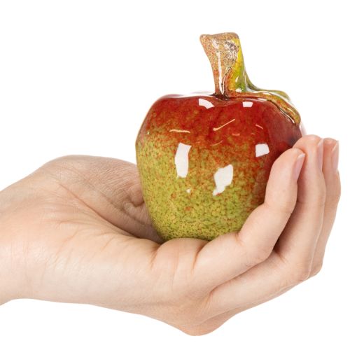 Künstliches Obst Set aus Keramik Apfel und Birne Herbstdeko 12 cm 3-teilig | Floristik24.ch
