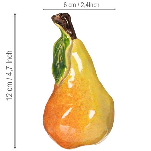 Künstliches Obst Set aus Keramik Apfel und Birne Herbstdeko 12 cm 3-teilig | Floristik24.ch
