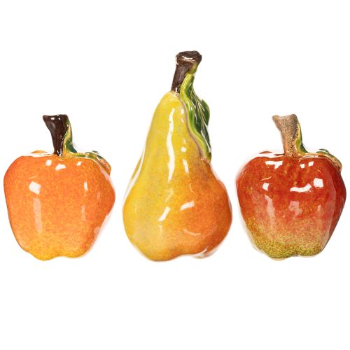 Künstliches Obst Set aus Keramik Apfel und Birne Herbstdeko 12 cm 3-teilig online kaufen | Floristik24.ch