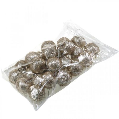 Floristik24 Deko Mini Apfel Glitter Champagner Baumschmuck Ø3,5cm 24 St
