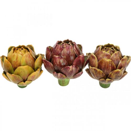 Floristik24 Artischocke Künstliches Gemüse Deko Bunt Sortiert H10,5cm 3St