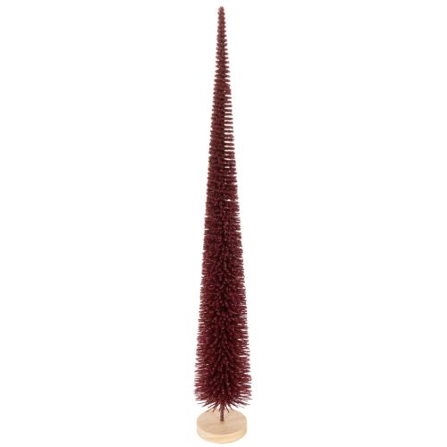 Dekorativer schlanker Kunst-Tannenbaum auf Holzsockel 60 cm Rot