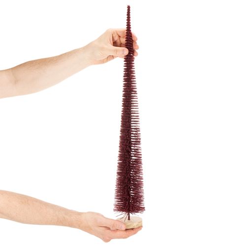 Dekorativer schlanker Kunst-Tannenbaum auf Holzsockel 60 cm Rot | Floristik24.ch