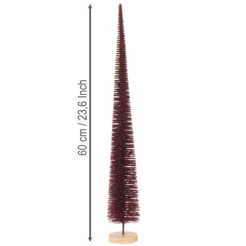 Dekorativer schlanker Kunst-Tannenbaum auf Holzsockel 60 cm Rot | Floristik24.ch