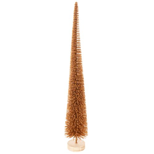 Deko Tannenbaum schlank mit Holzfuss 40cm in Senfgelb 3er-Set