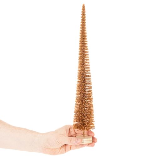 Deko Tannenbaum schlank mit Holzfuss 40cm in Senfgelb 3er-Set | Floristik24.ch