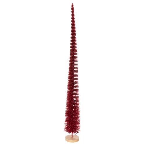 Deko-Tannenbaum aus Kunststoff schlank mit Holzfuss 80 cm rot