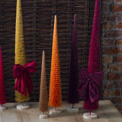Deko-Tannenbaum aus Kunststoff schlank mit Holzfuss 80 cm rot | Floristik24.ch