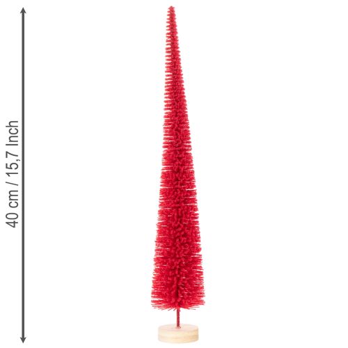 Deko Tannenbaum schmal künstlich Rot mit Holzsockel 40 cm 3er-Set | Floristik24.ch