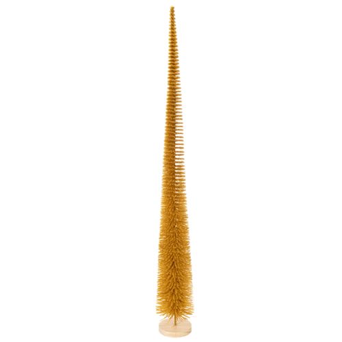 Deko Tannenbaum 80cm Kunststoff Senfgelb mit Holzfuss