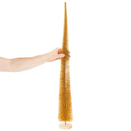 Deko Tannenbaum 80cm Kunststoff Senfgelb mit Holzfuss | Floristik24.ch