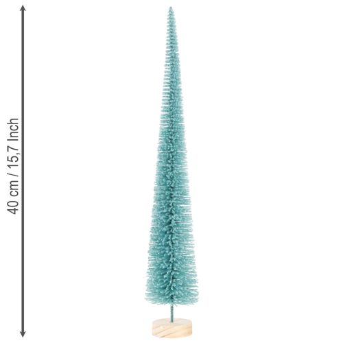 Tannenbaum Kunstbaum schlank 40cm türkis mit Holzfuss | Floristik24.ch