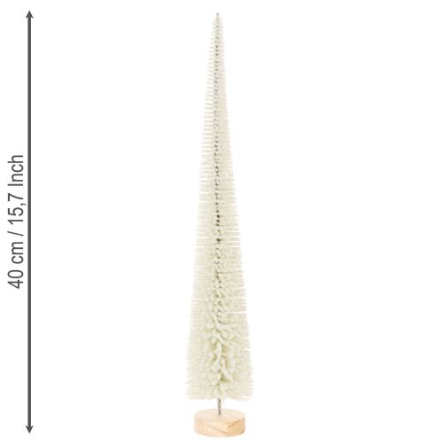 Tannenbaum Dekobaum aus Kunststoff mit Holzfuss, 40 cm, weissgrau, Set mit 3 Stück für saisonale Dekoration | Floristik24.ch
