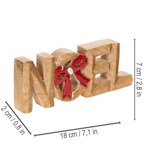 Schriftzug Noel aus Holz mit roter Schleife 18 cm für Innenbereich | Floristik24.ch