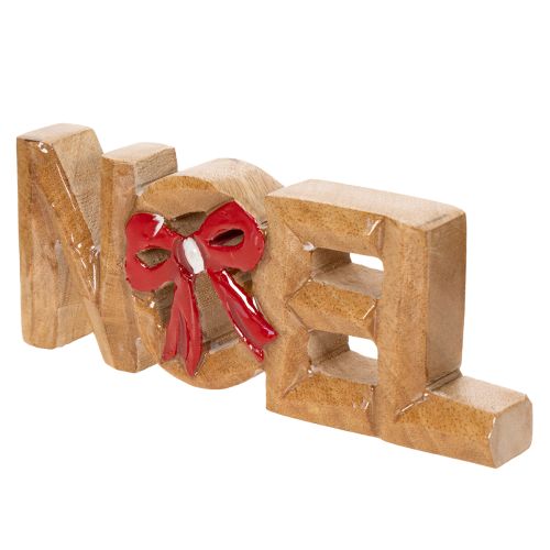 Schriftzug Noel aus Holz mit roter Schleife 18 cm für Innenbereich | Floristik24.ch