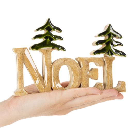 Weihnachtsdeko Aufsteller Noel Holz 18 cm mit zwei Tannen | Floristik24.ch